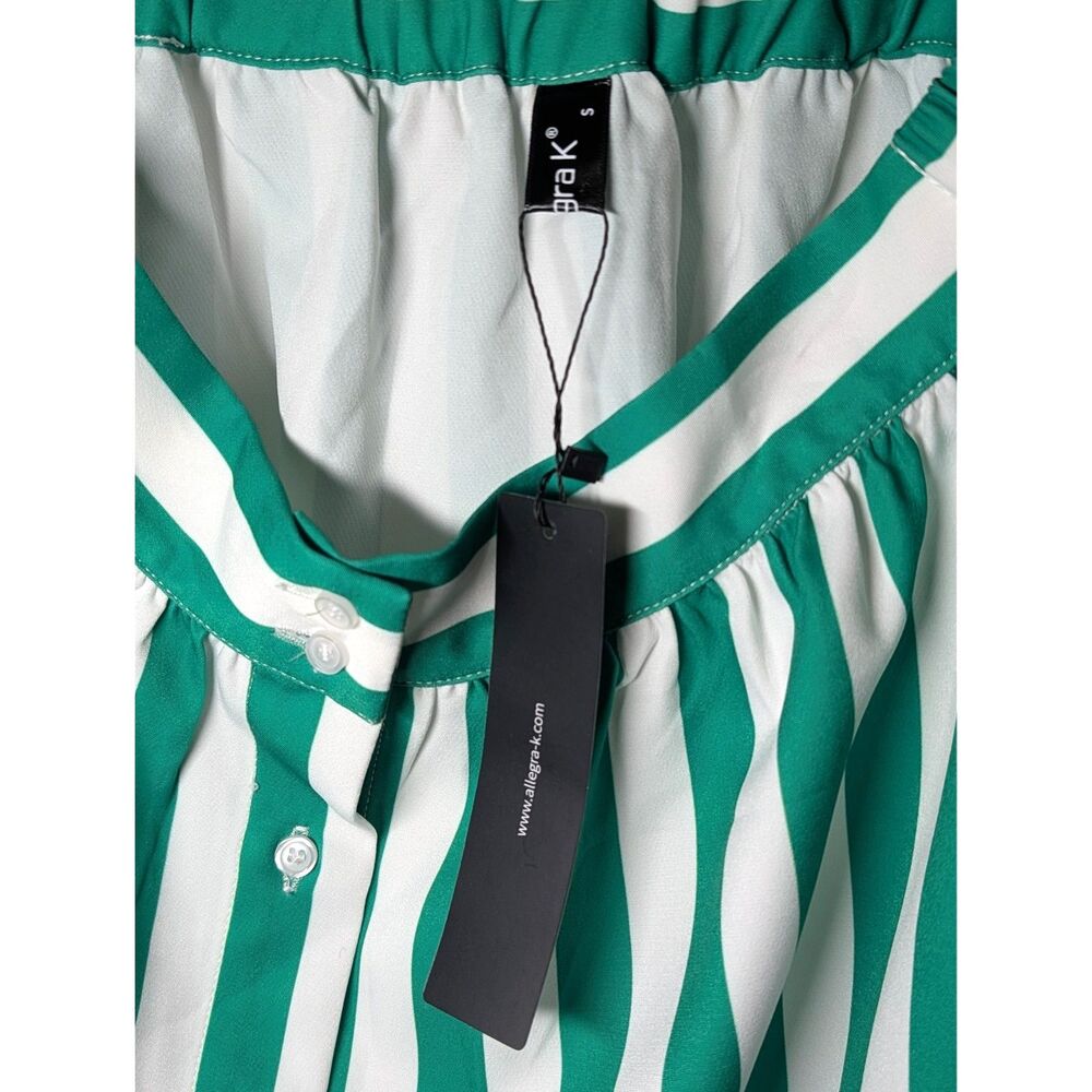 NWT Allegra K Striped Button Front Midi Skirt Small Cottagecore Preppy Classic - Picture 4 of 6